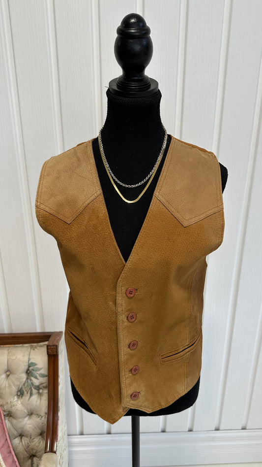 Sleeveless suede jacket brown - medium