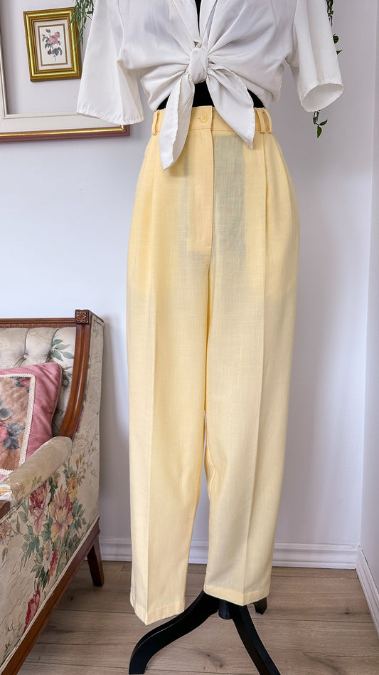 Pale yellow straight-wide pants