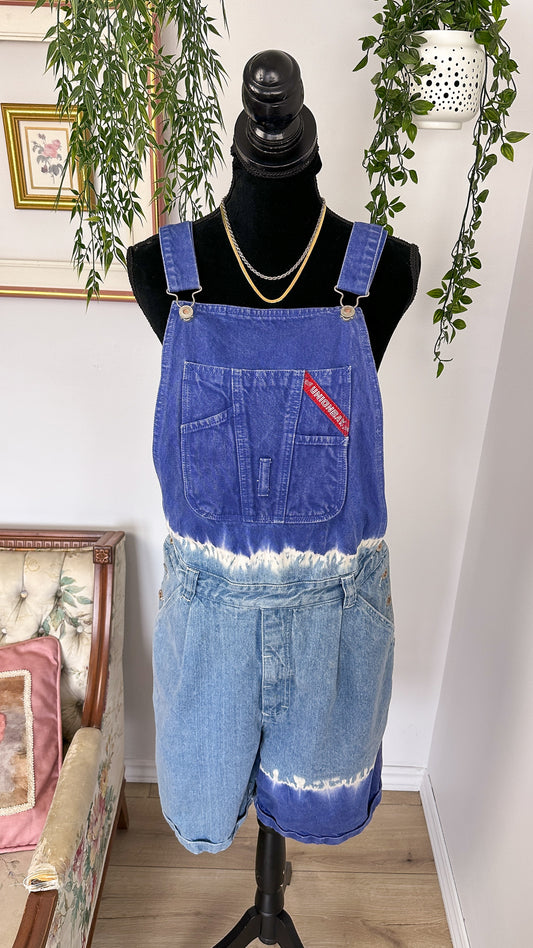 Tie-dye denim overalls - plus size