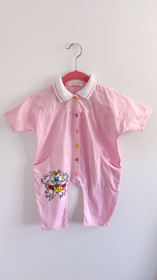 Enfants-combinaison rose « chat »- 12m