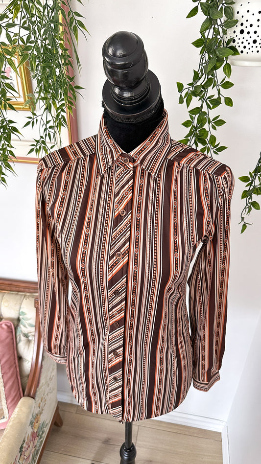 Brown striped blouse - small