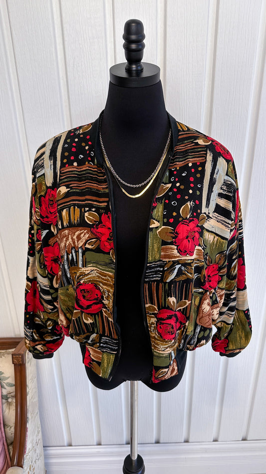 Black jacket with red flowers - medium