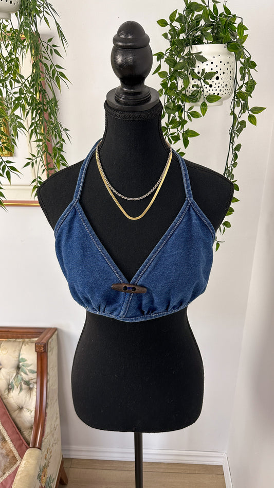 Cropped denim top - medium