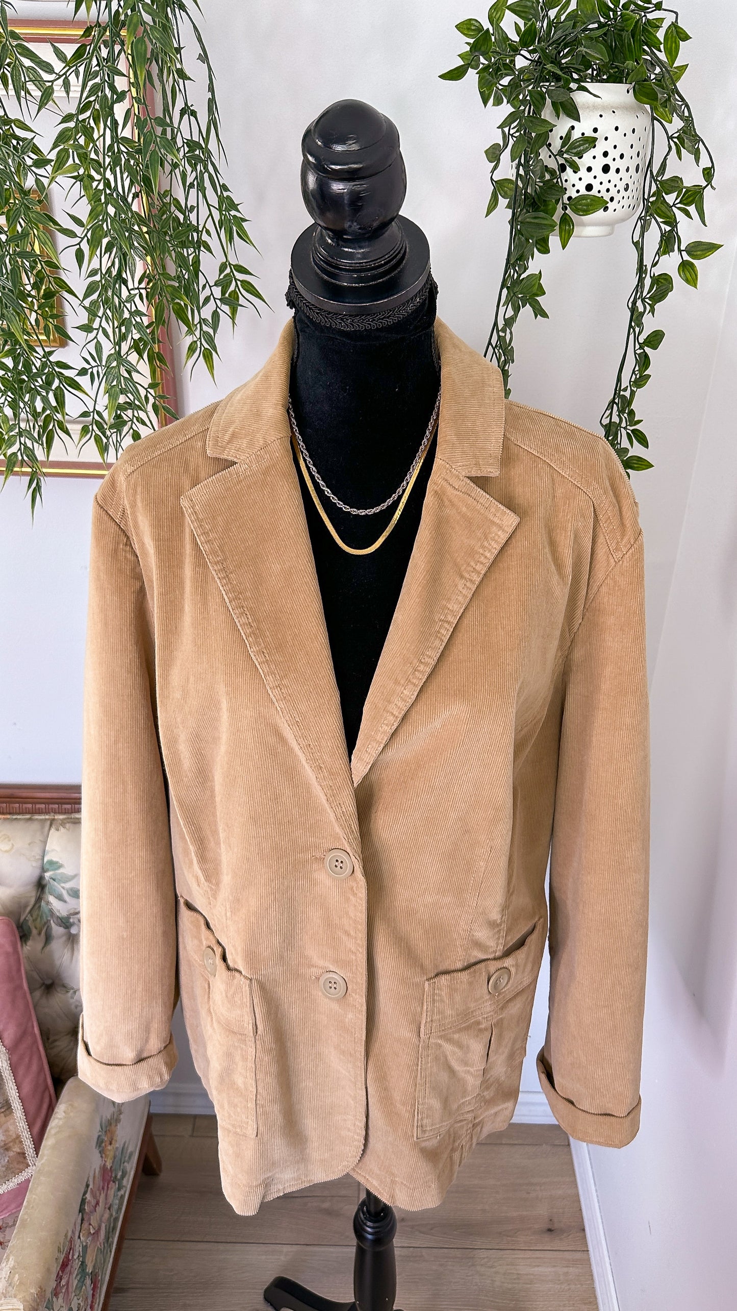 Beige corduroy blazer - x-large