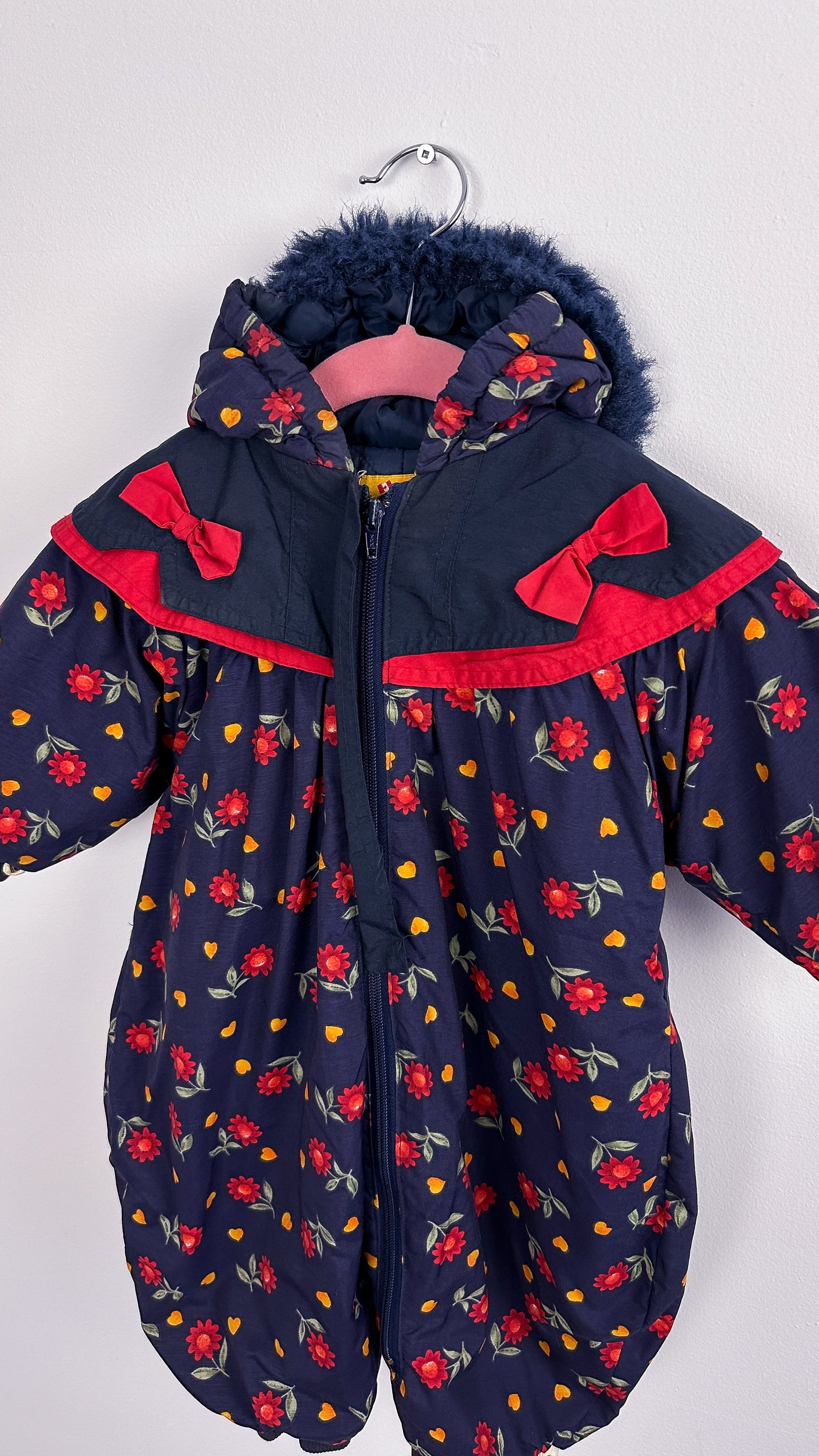 Enfants- Combinaison/manteau hiver fleuris- 9m