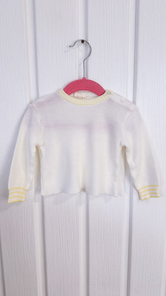 Enfants-Chandail tricot blanc et jaune- 12m