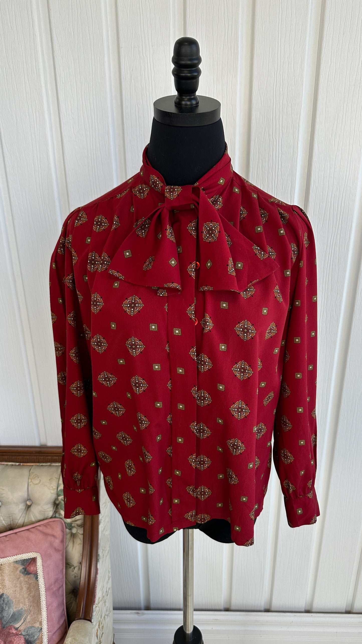 Red blouse with floral patterns - medium