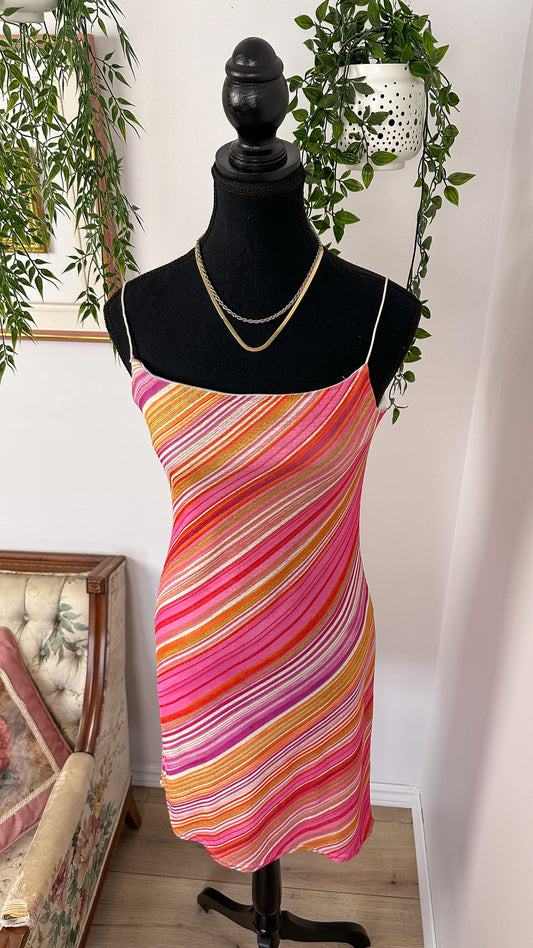 Pink striped dress - small