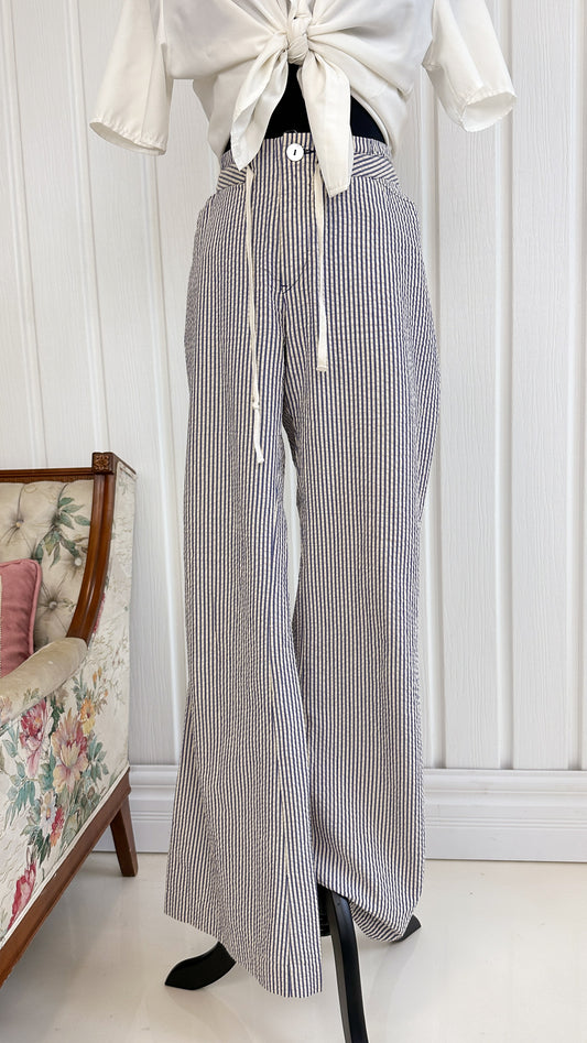 Navy striped flared pants - wide