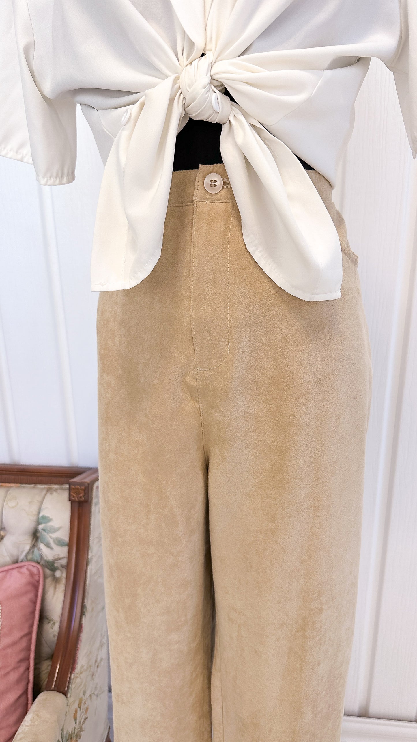 Beige Faux Suede Pants - x-large