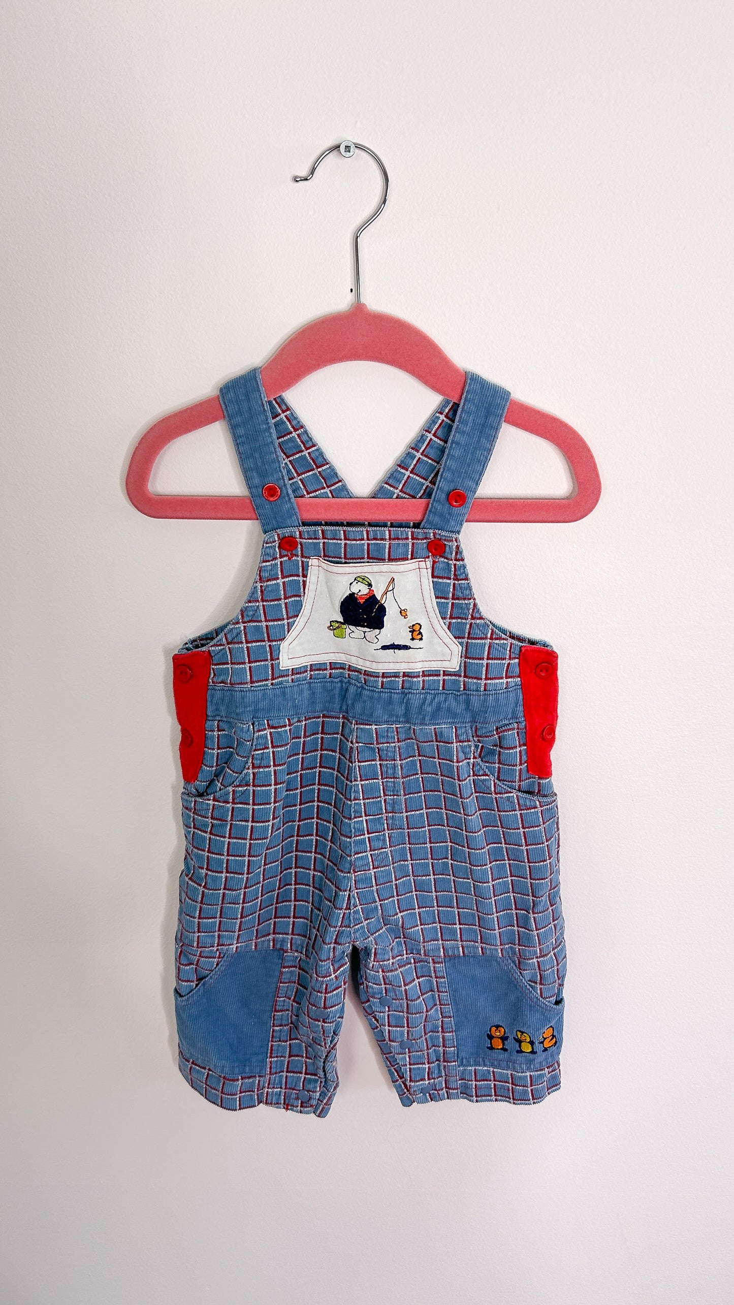 Children - polar bear embroidery corduroy overalls - 9m