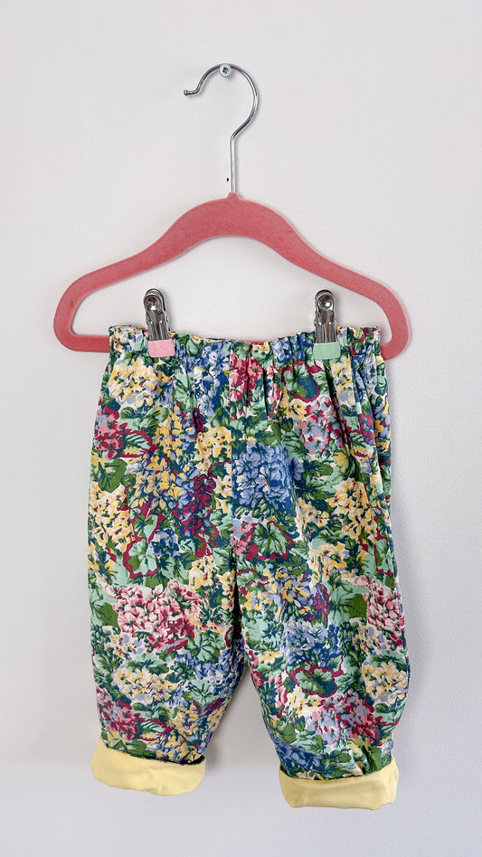 Enfant- pantalons réversibles fleuris/jaune- 5