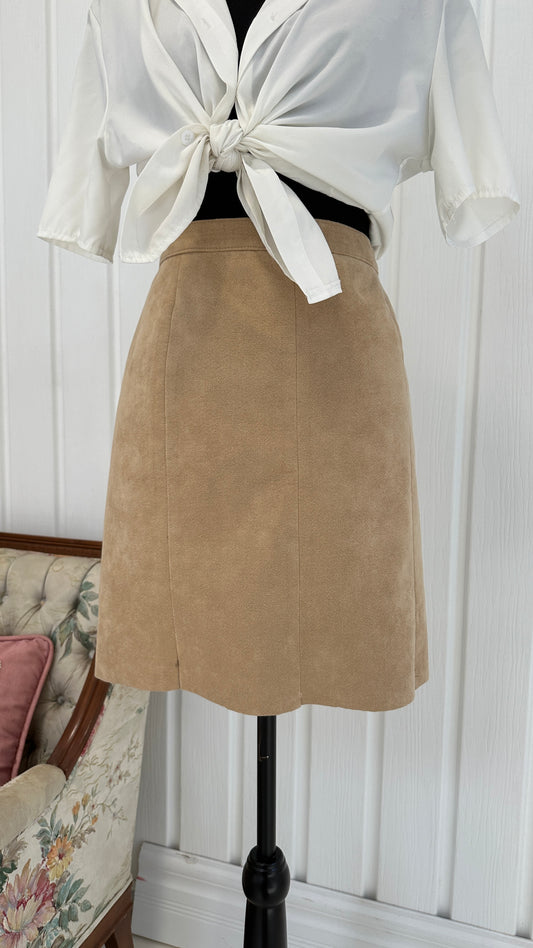 Beige Faux Suede Skirt - Large