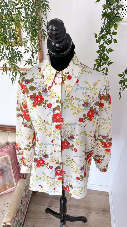 White floral blouse - large