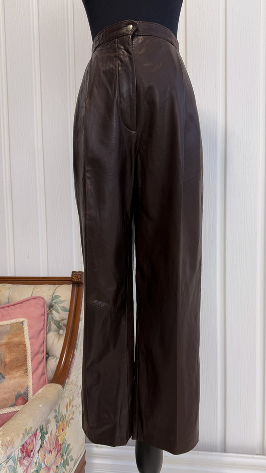 Pantalons en cuir brun- medium