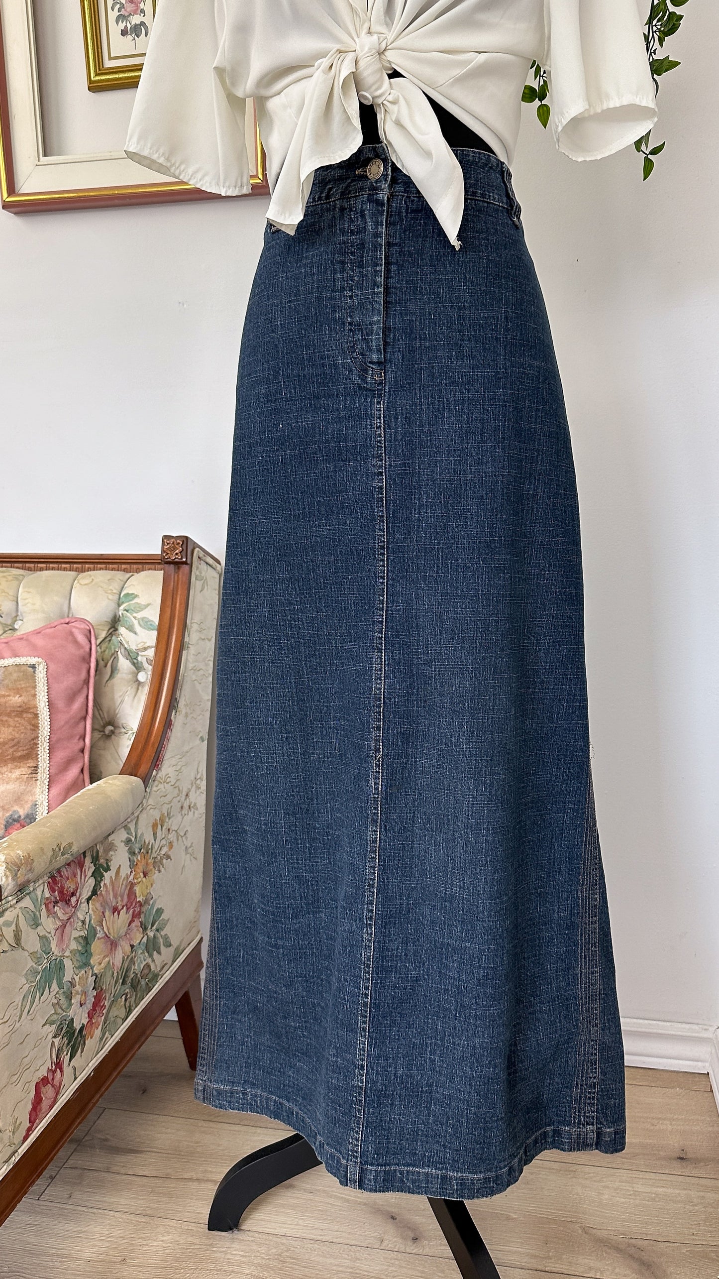 Dark denim skirt - wide