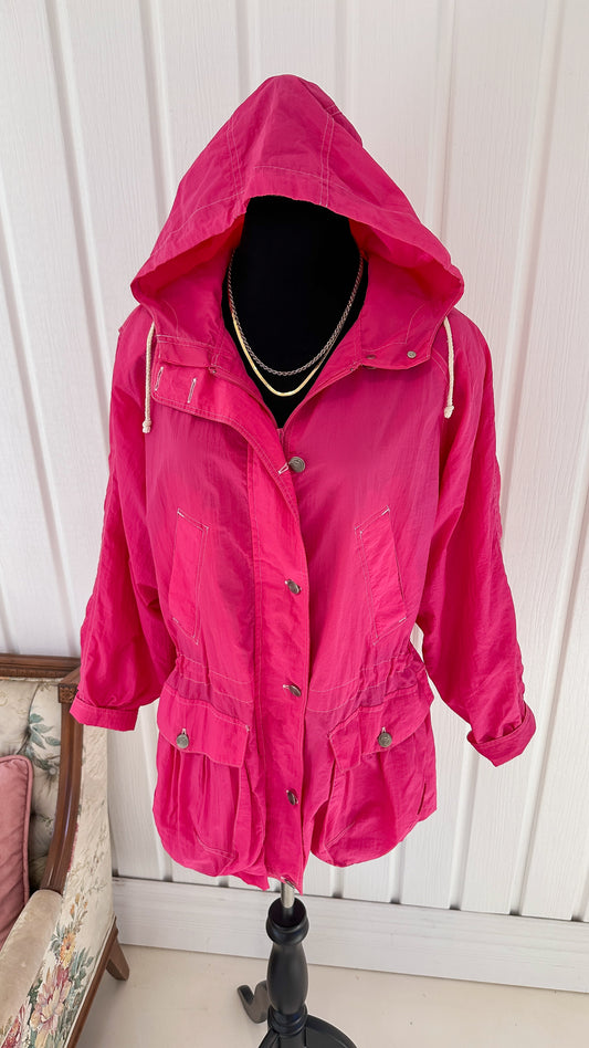 Fuschia pink windbreaker coat - medium