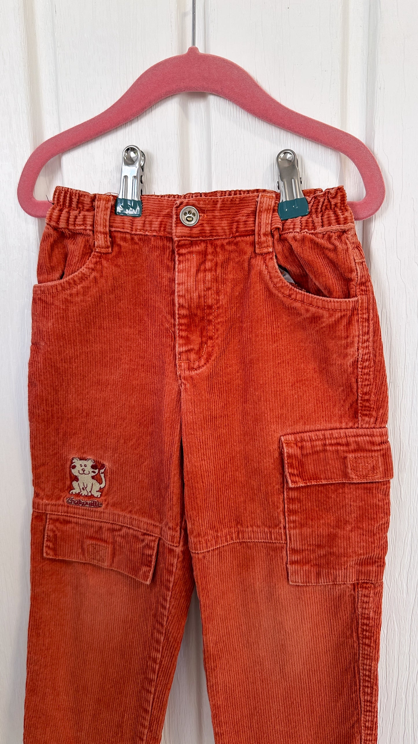 Enfants- pantalons corduroy orange- 3