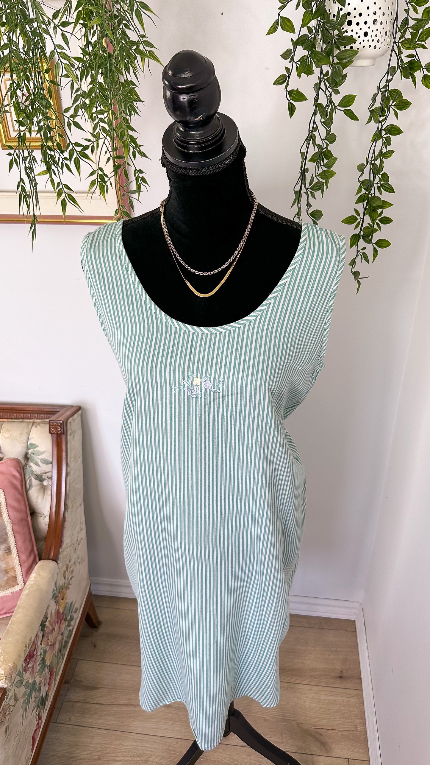 Turquoise and white striped dress - x-large