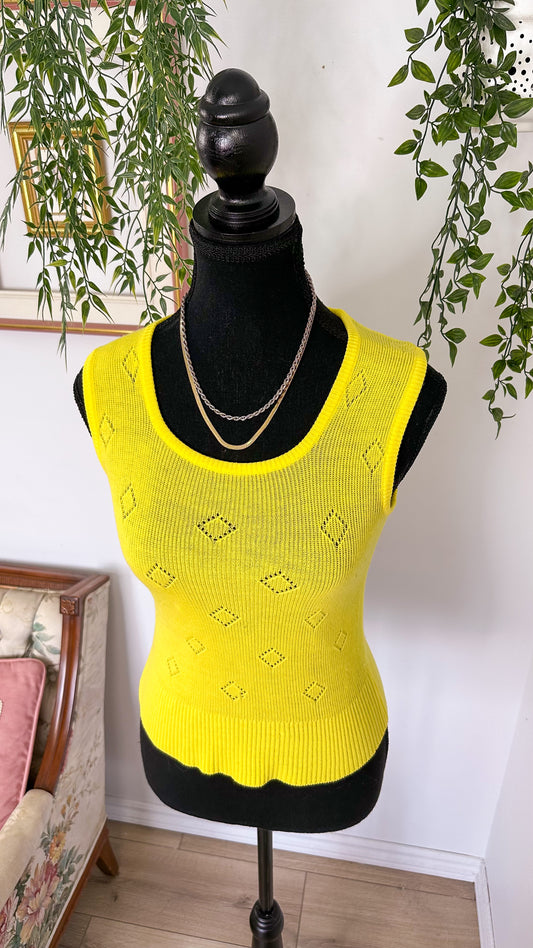 Haut sans manche en tricot jaune - small