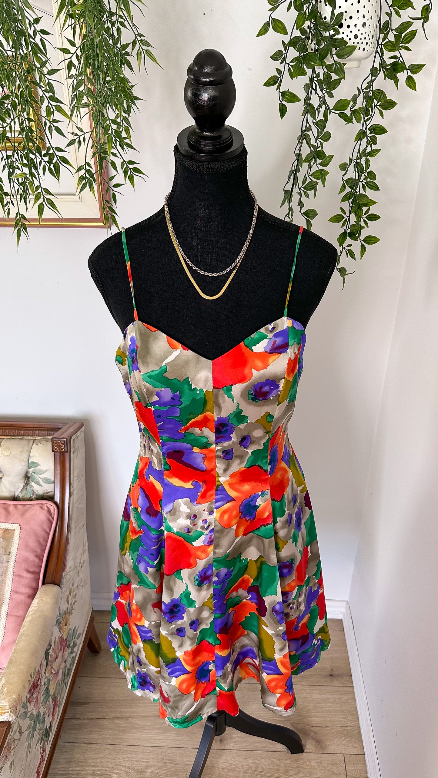 Abstract floral print dress - medium