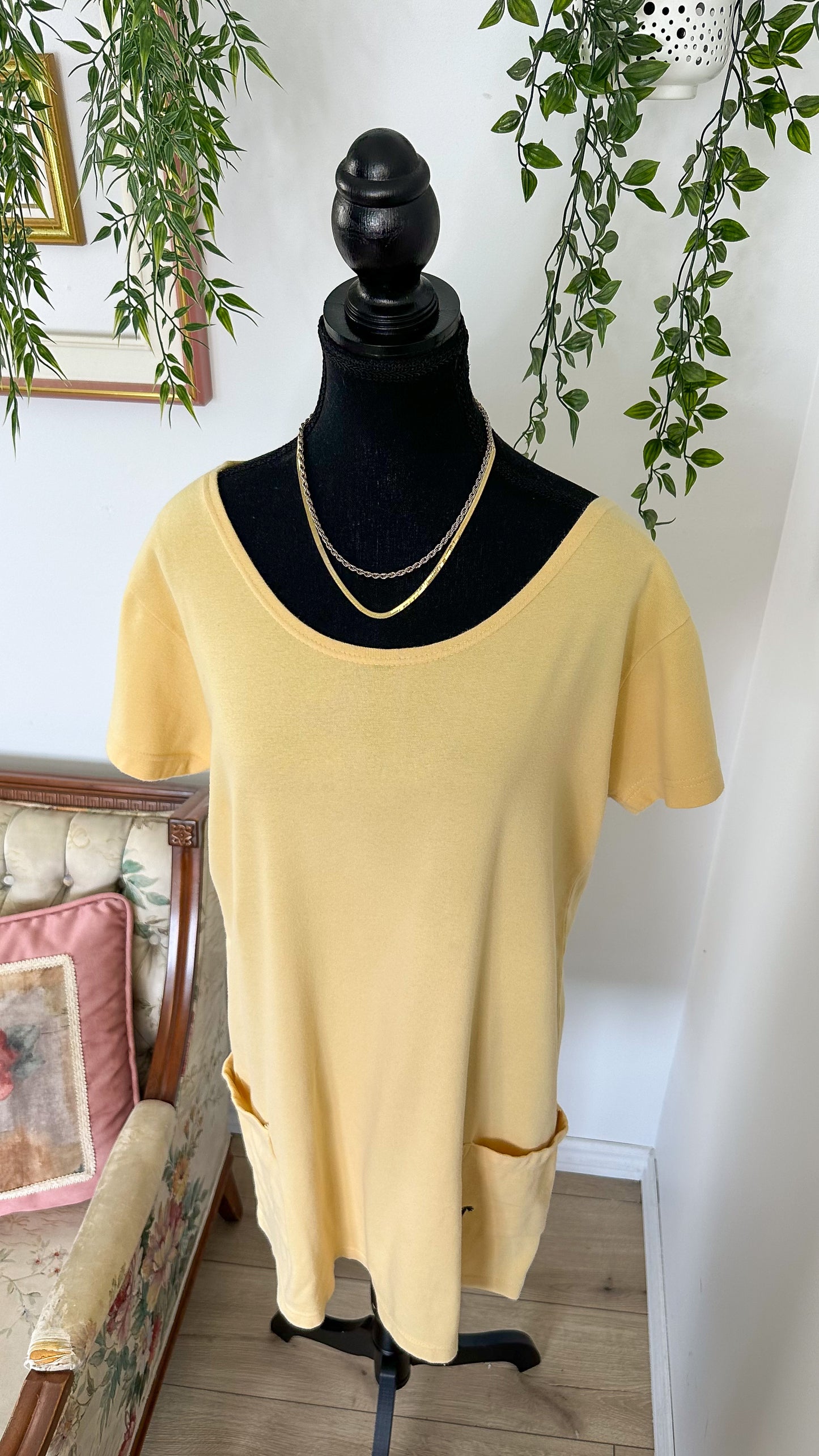 Pale yellow t-shirt dress - medium