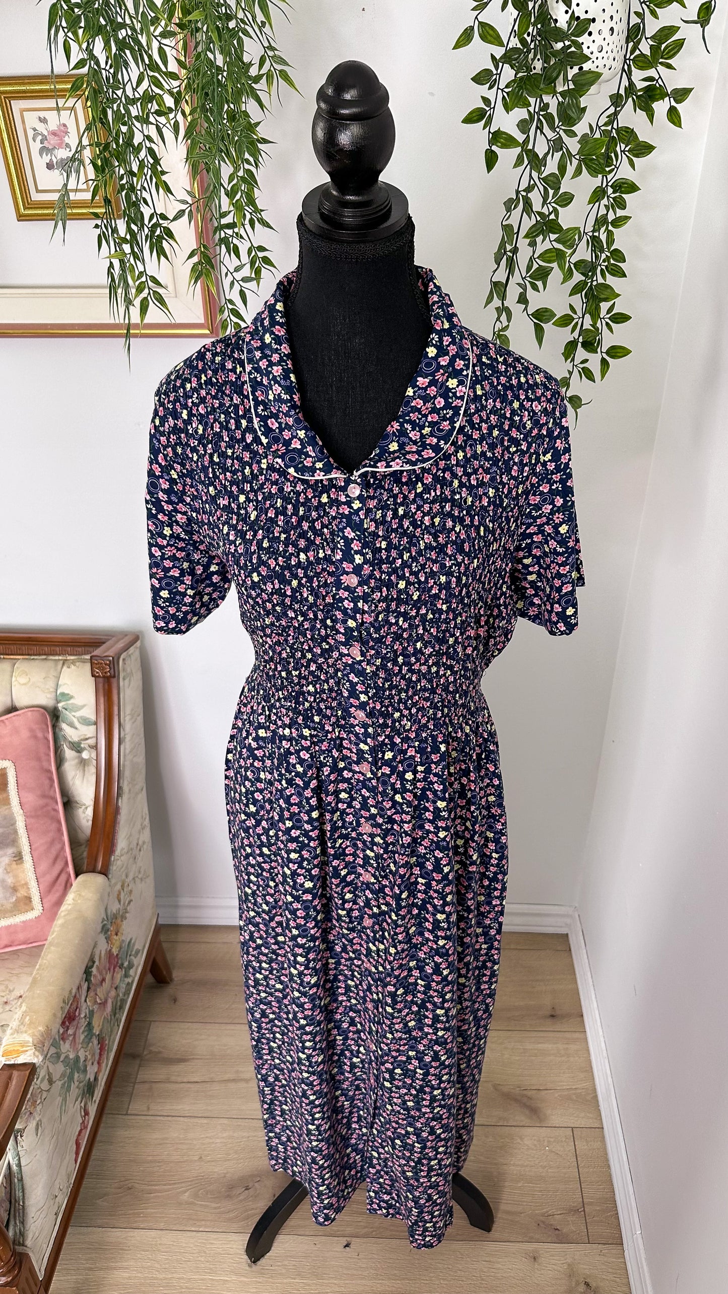 Robe bleu fleurie - large