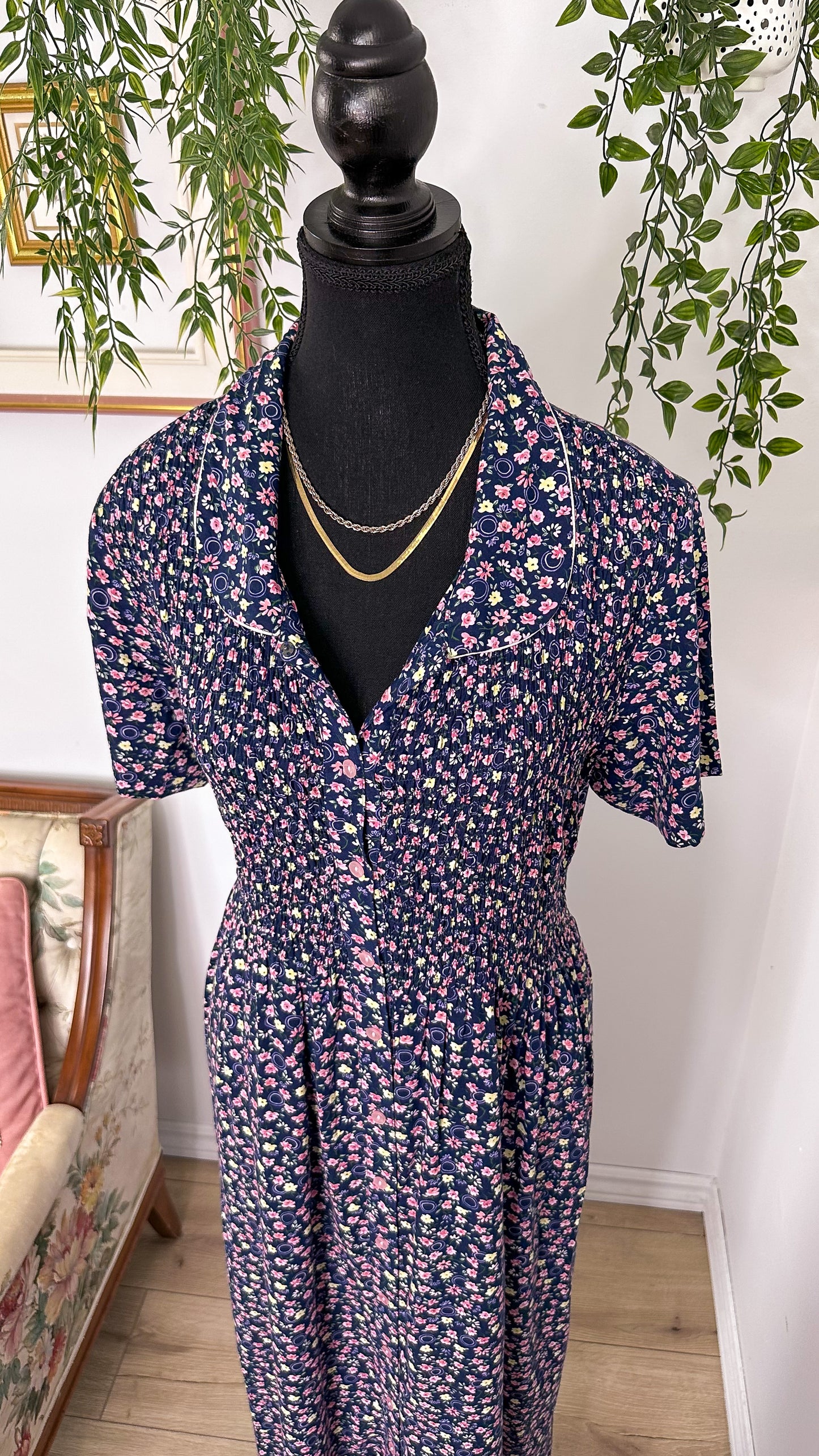 Blue floral dress - large