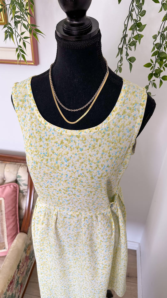 Beige dress with green flowers - medium