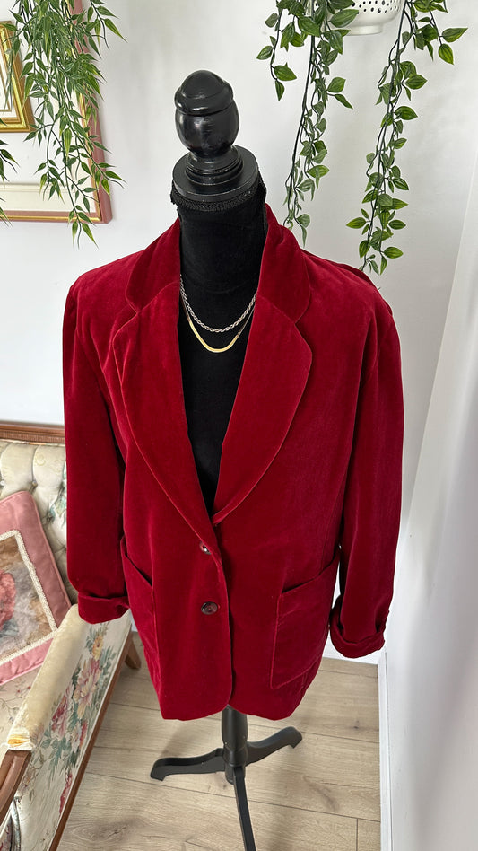 Blazer oversize en velour rouge - medium