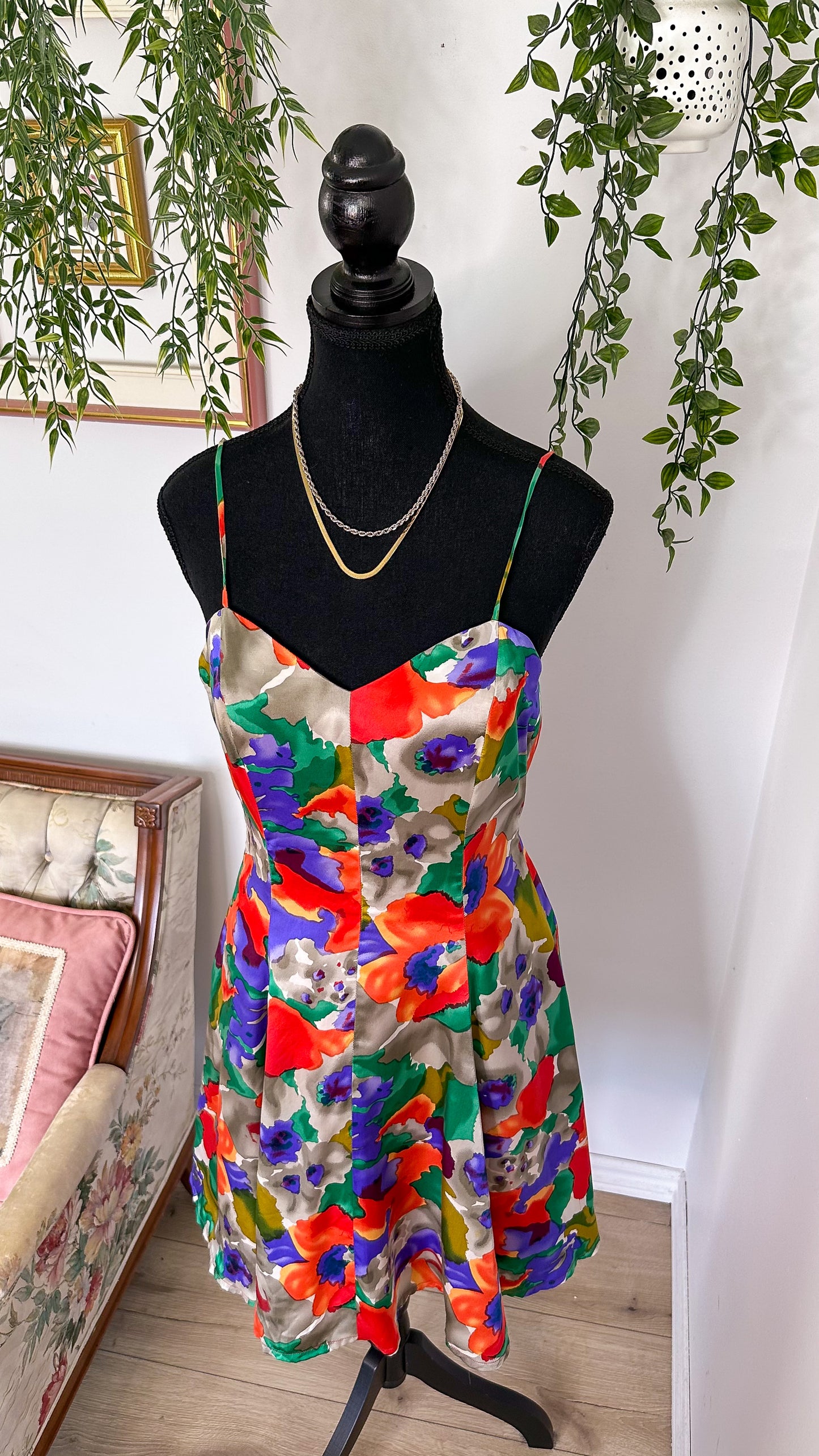 Abstract floral print dress - medium