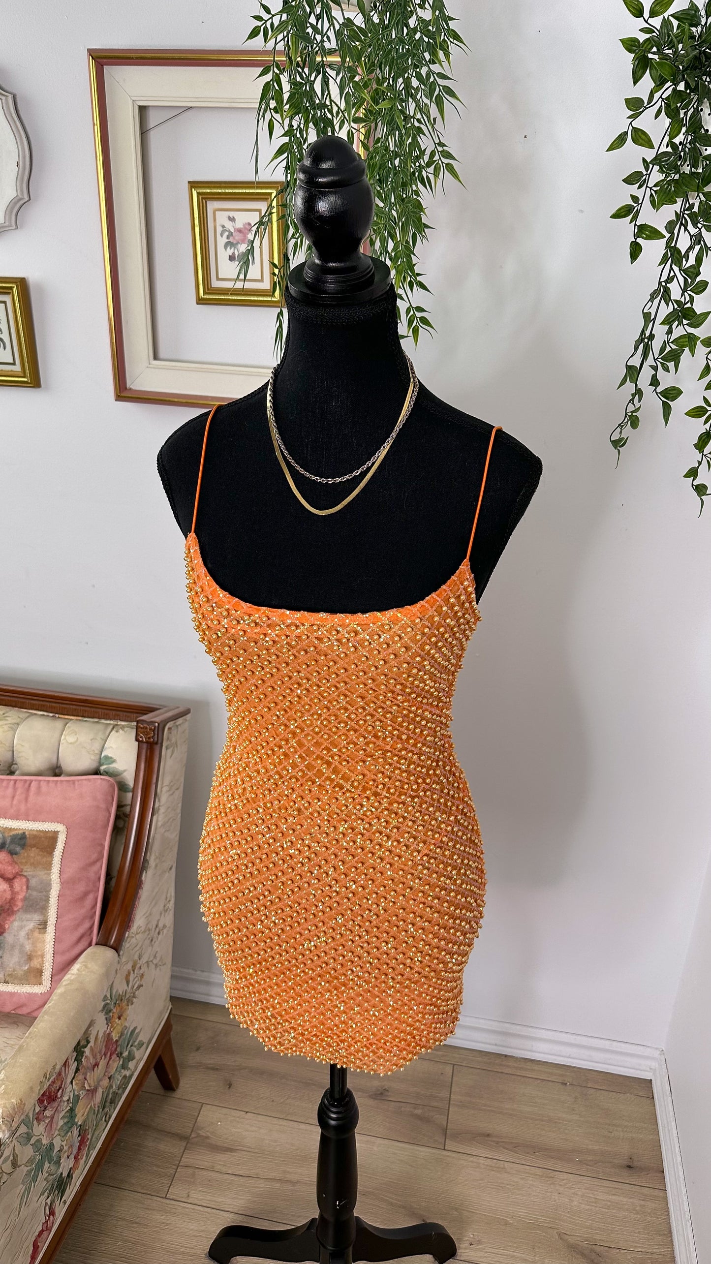 Robe orange perlé - x-small