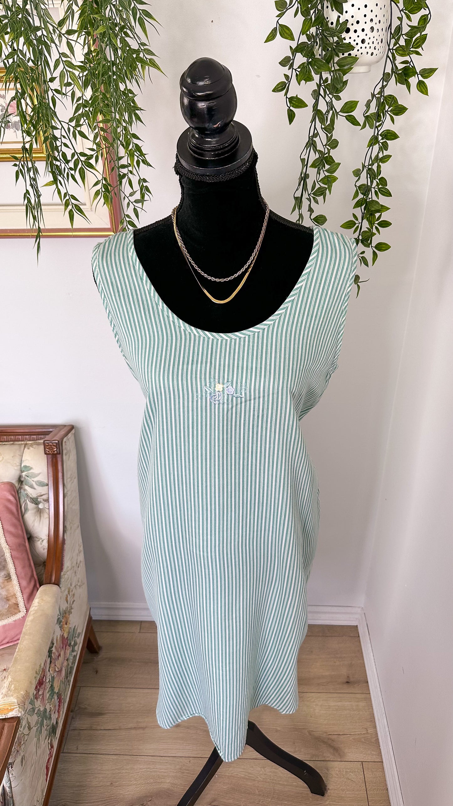 Turquoise and white striped dress - x-large