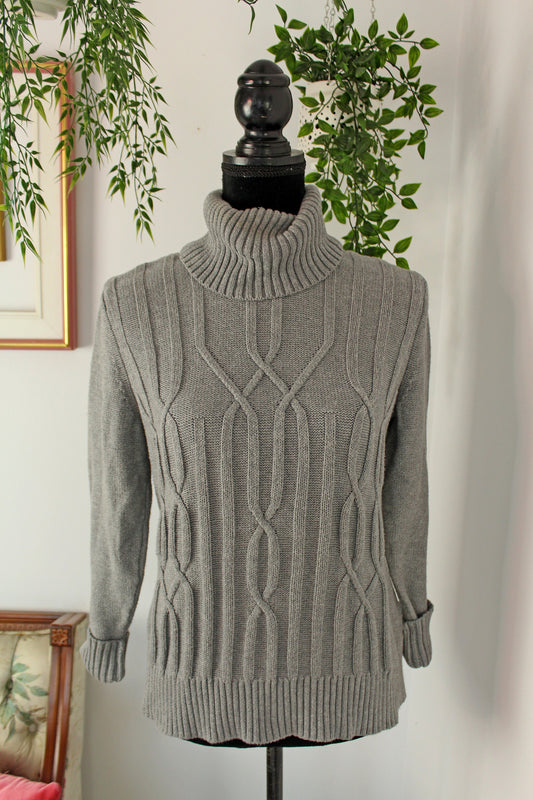 Pull gris col roulé- medium