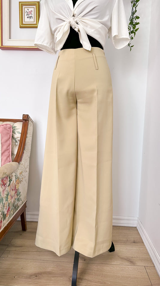 Pantalons beige évasés- small